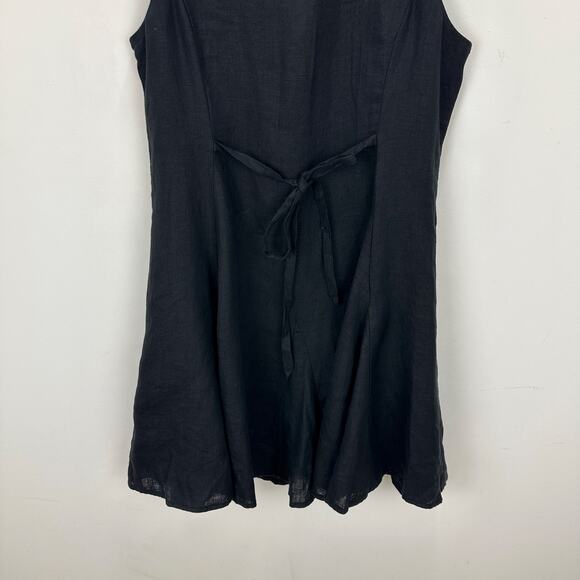 J.Crew Linen Mini Dress A Line Black Minimalist Classic Cinched V Neck US 10 NWT - Picture 12 of 12